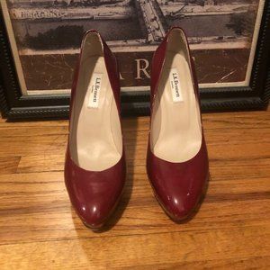 LK Bennett Red Sledge Heels Size 37.5